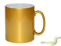 Metallic- Keramikbecher in Gold inkl. Ihrem Wunschaufdruck