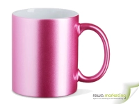 Metallic- Keramikbecher in rosa inkl. Ihrem Wunschaufdruck